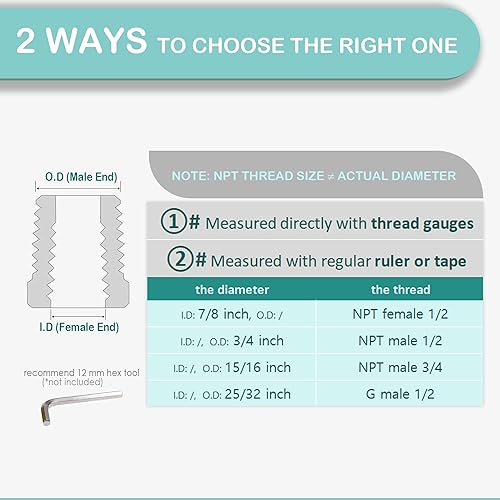 Miniatura 4 de (2 pcs) Brass Pipe Adapter Plumbing, G Thread 12" Male to NPT Thread 12" Male Pipe Fitting Adapter, Seamless and Leakproof (2.5" Length)