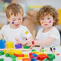 Vista 6 de 1000 calcomanías de bloque para niños, 2 rollos de papel de ladrillos surtidos autoadhesivas, calcomanías autoadhesivas para despegar y pegar