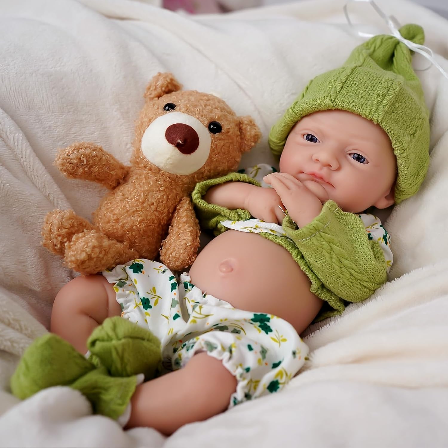 Newtotlove 12" Micro Preemie Full Body Silicone Baby Doll Girl Lifelike Reborn Doll,Realistic-Newborn Baby Doll Real Life Baby Dolls with Clothes Accessories