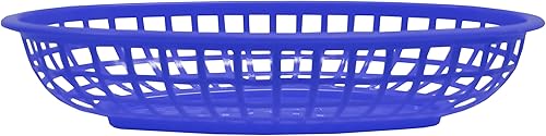 Miniatura 4 de Juego de 24 cestas ovaladas azules para comida rápidadelicatessen, 9.25 x 5.67 pulgadas, azul (24)