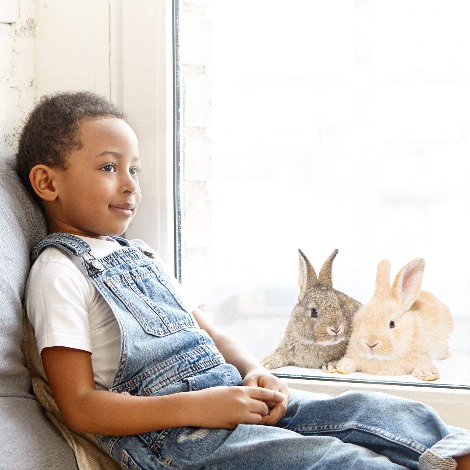 Stickerscape Fluffy Bunnies Window Sticker | Easy To Apply | Repositionable And Reusable | Viewable From Both Sides Of A Window | Spring And Easter Themed Window Stickers