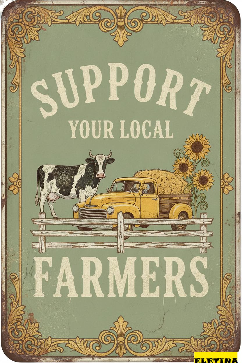 Personalized Sign for Man Cave Support Your Local Farmers Funny Vintage Bar Poster Metal Tin Pub Decor Home Pub Farm Stand Indoor Outdoor Patio Garden 8x12inch Private Property Decorative