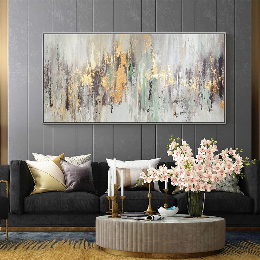 Mintura Handgemaltes Kunstwerk, abstrakte Zeichnung, Wandkunst, Bild, Wohnzimmer, Heimdekoration, Ölgemälde auf Leinwand, 70 x 140 cm, ungerahmt