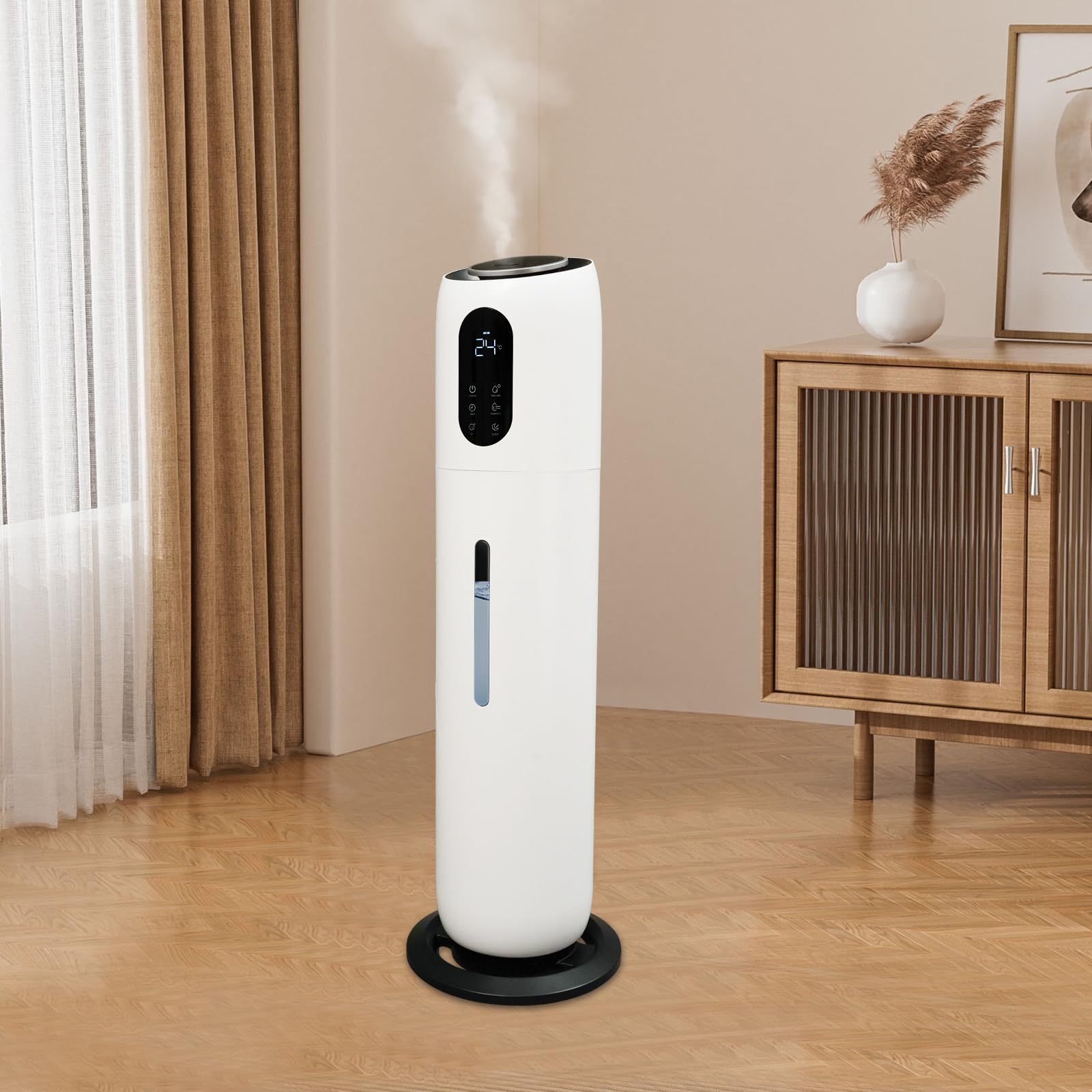 Umidificatore 9L 3 livelli Umidificatore ad ultrasuoni con funzione di sterilizzazione e telecomando Grande umidificatore silenzioso Torre Humidifier 12H Massima atomizzazione 10,56 oz/h per