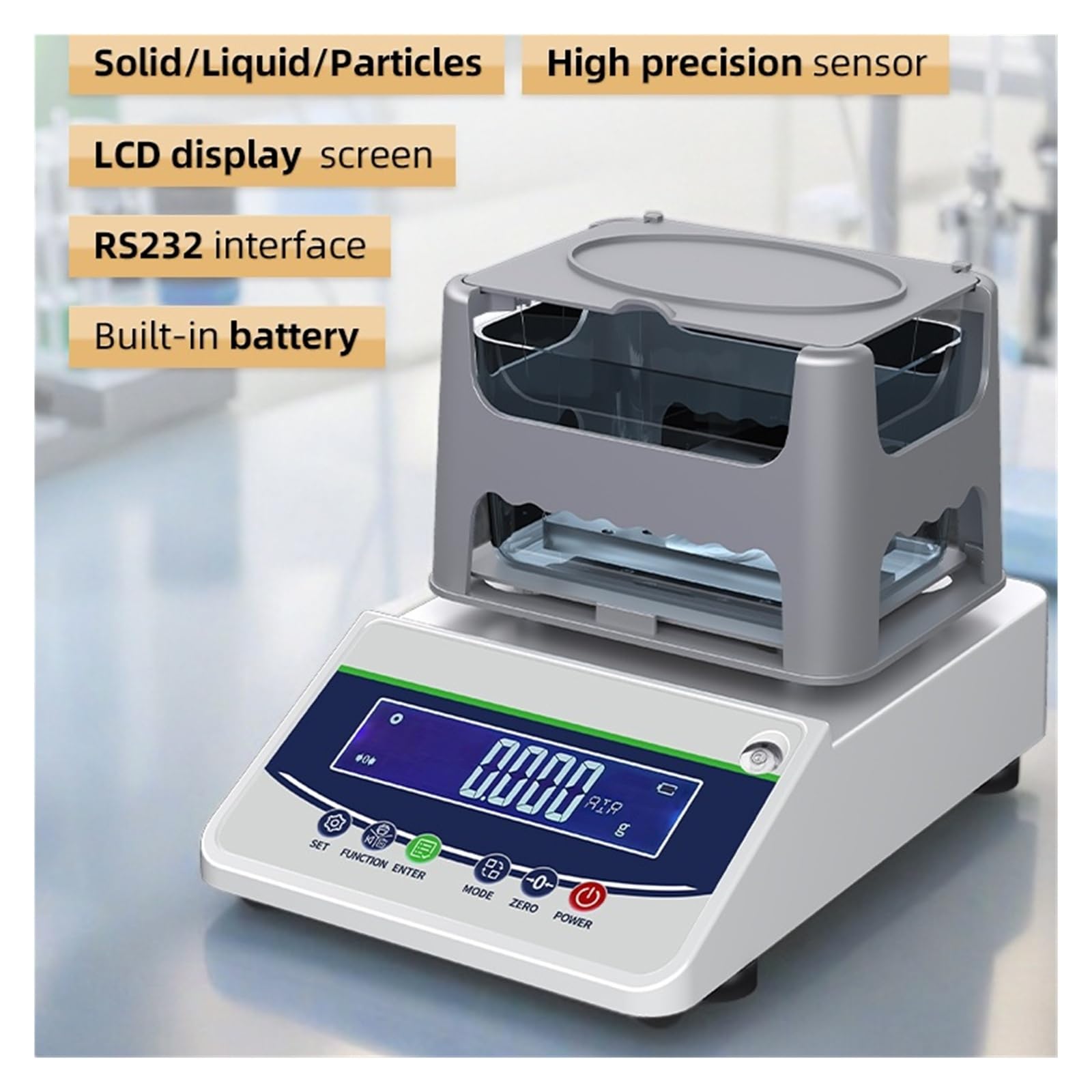 Densitómetro líquido plástico digital 0,01 g/cm Calibración semiautomática | Precisión Pantalla LCD PT% Aceite líquido universal(600C-GY)