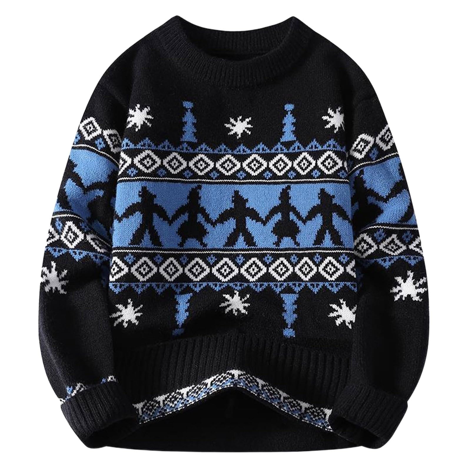 Genérico Jersey Navideño para Hombre, Jersey Hombre Otoño Cuello Redondo Invierno Jersey Manga Larga Elegante Retro Sweater De Navidad Casual Christmas Ideal para Fiestas Y Regalos Navideños