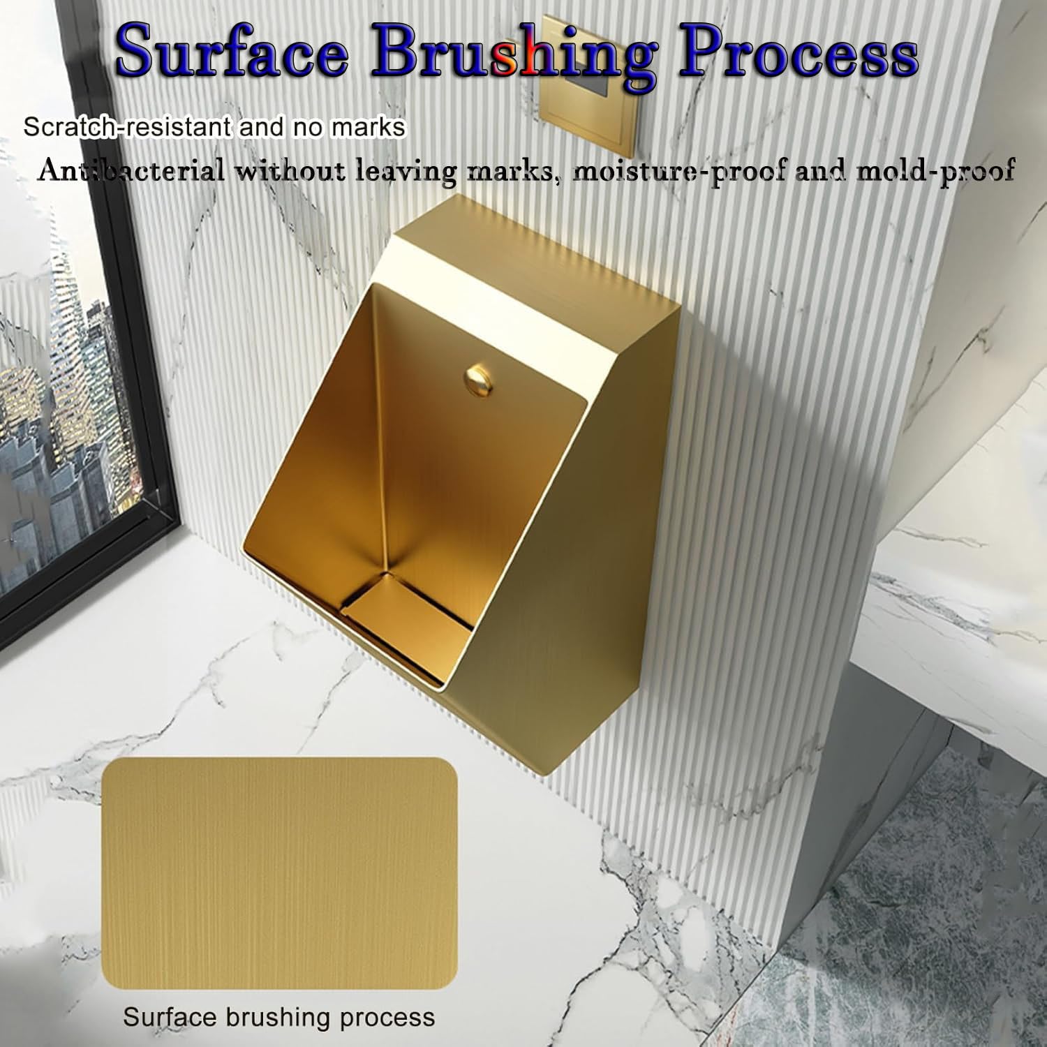 iumLeap Vertical Urinal Toilet,Wall-Mounted Men's Flushing Urinal,304 Stainless Steel Urinal,Intelligent Induction Flush Urinal,Automatic Sensor Urinal Toilet