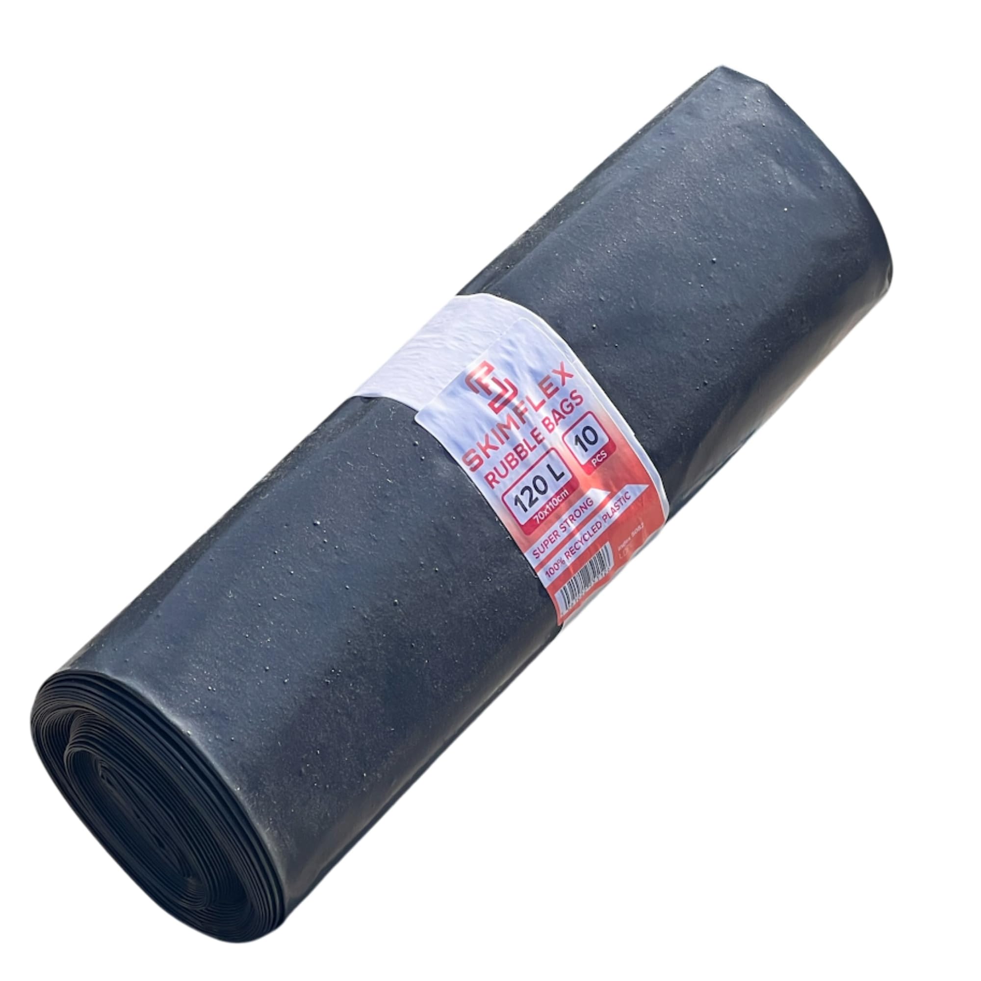 Skimflex Black Rubble Sacks 120L 240L Heavy Duty 75 Micron | Strong Builders Waste Bags For Rubble, Insulation & Construction Debris Bin Bags – (10 X 120 Litre)