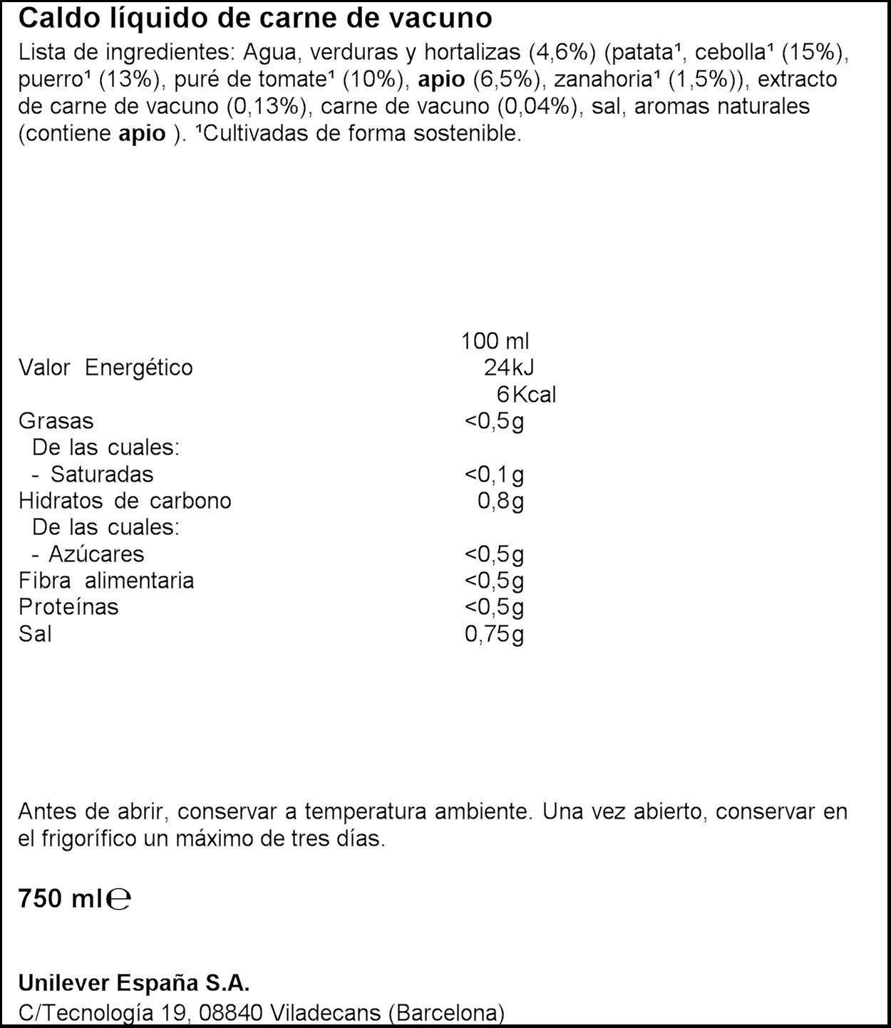 Knorr Caldo Liquido Carne - 750 ml