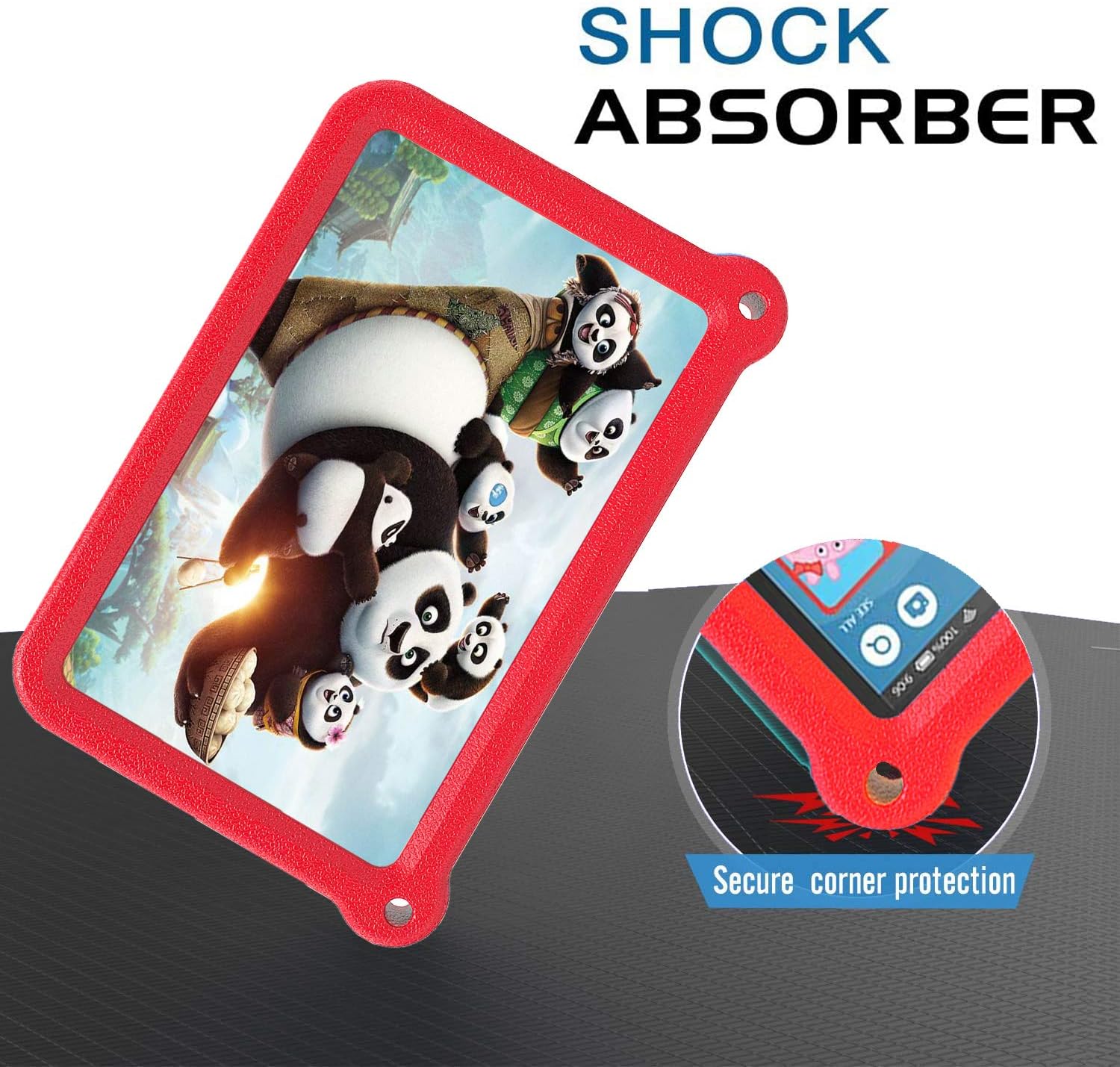 Case for Tablet 7 inch, Riaour Cover Case for Kids, Kid -Proof Light Weight Shock Proof Handle Stand Kids Case for 7 inch Tablet (7th/9th Generation, Compatible with 2019&2017Release) (Red)