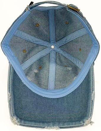 Adjustable Vintage Washed Distressed Denim Baseball Hat for Women Men