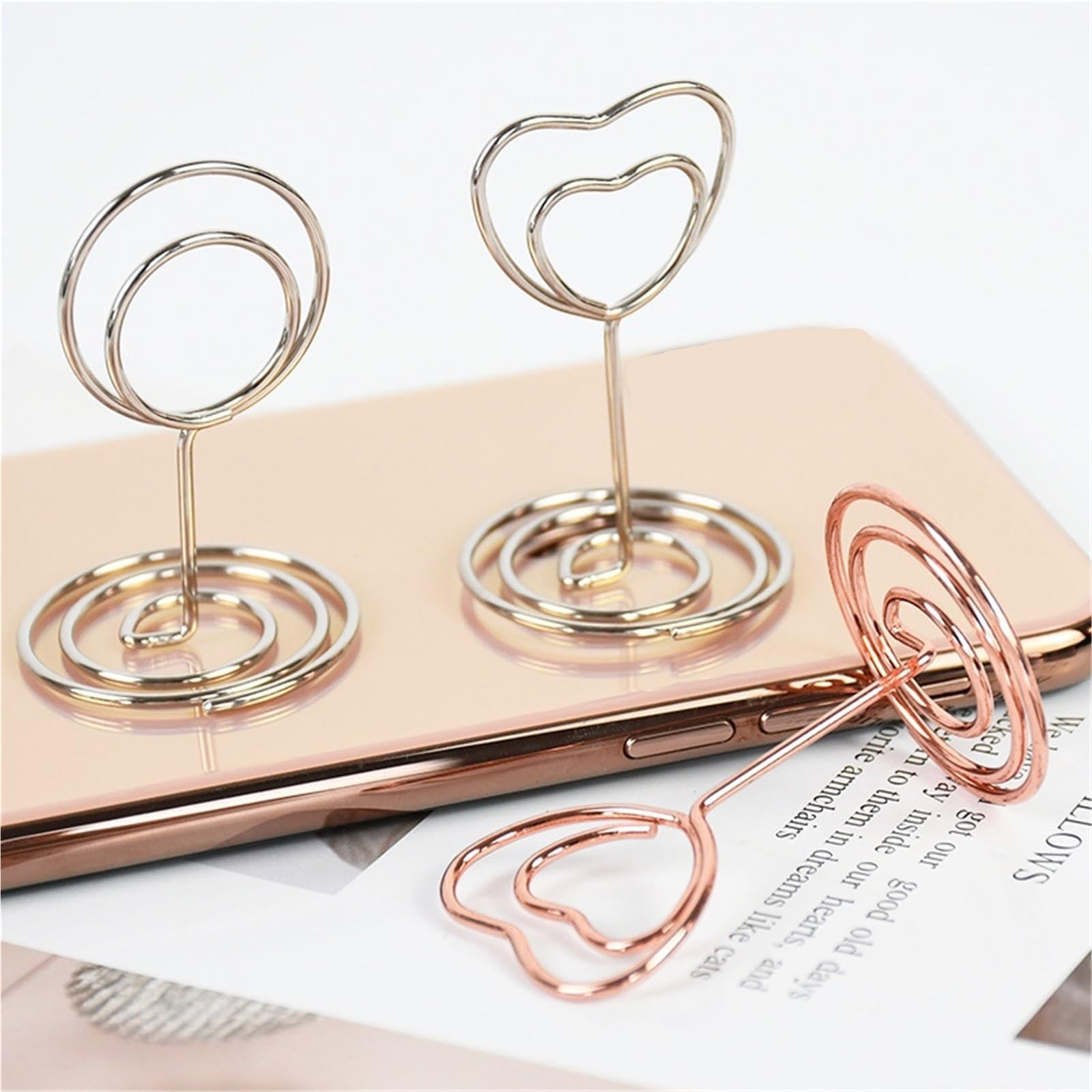 Porte-cartes en métal forme de cœur d'amour, 30 pièces, support numéro Table, Rose doré, carte Place, Photo, Message, Clip, décor for fête mariage pour Menus, Numéros de Table