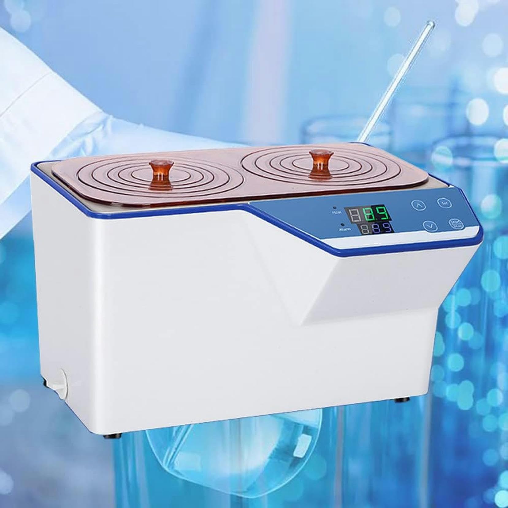 Baño María termostático digital, 2 orificios/4 orificios/6 orificios, calefacción eléctrica, baño María poroso con temperatura constante, RT 5 a 100°C, temporizador 0~999 min, capacidad 6,7L/14L/22L