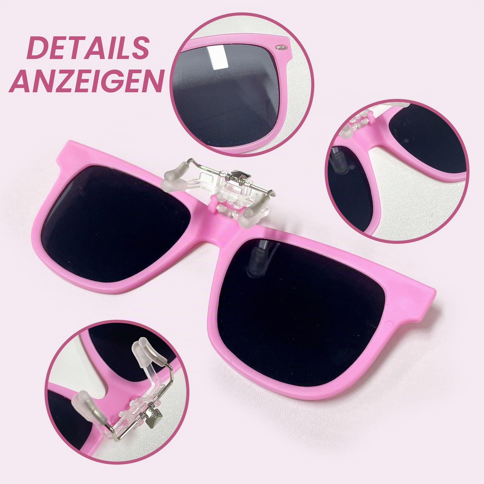 FUIPVGI 2 Stück Polarisierte Sonnenbrille mit UV Schutz - Brille Aufsatz für Brillenträger, Überbrille Blendschutz für Jungen Mädchen (Rosa)