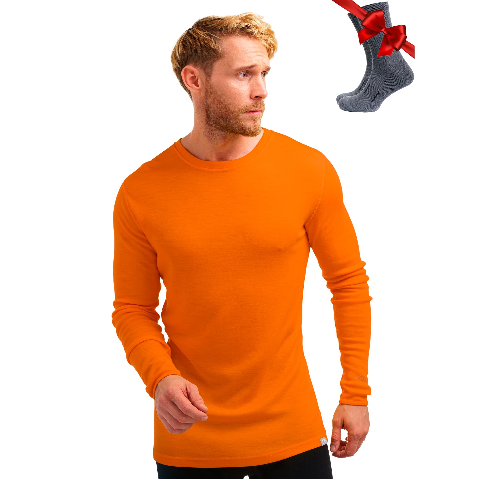 Merino.tech Merino Wool Base Layer - Mens 100% Merino Wool Long Sleeve Thermal Shirts Heavyweight, Midweight, Lite with Socks — view 22