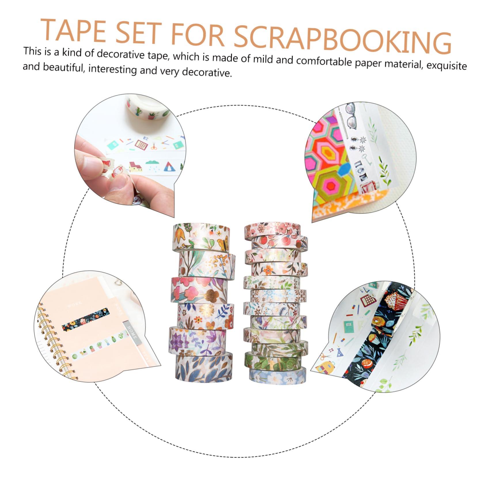 54rollen Washi Tape Mit Bunten Blumenmustern Dekoratives Klebeband Für -handwerke Scrapbooking Notizbuchgestaltung Und Kreative Projekte