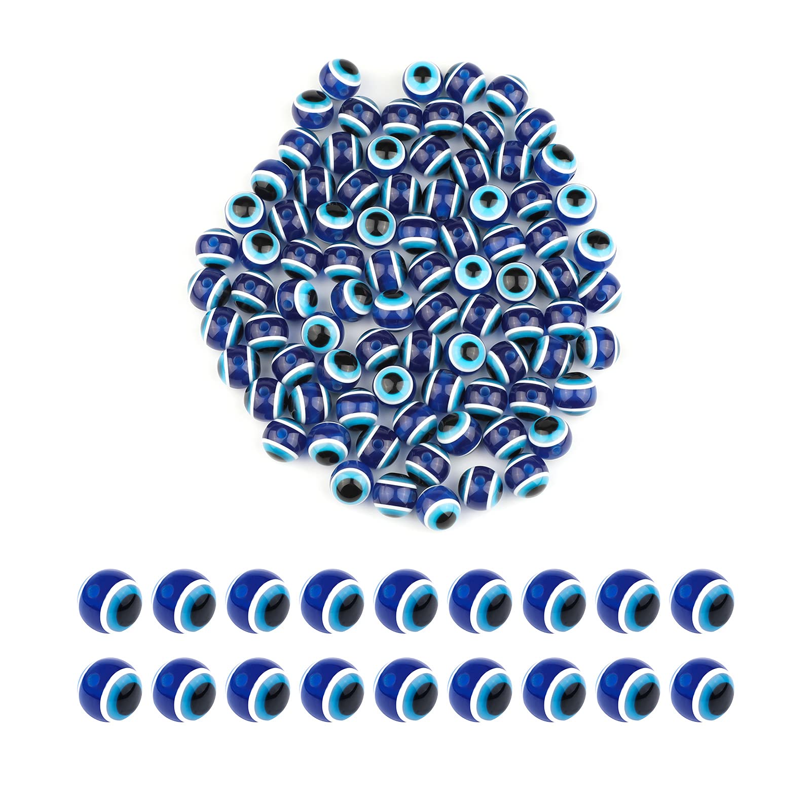 Perles mauvais œil bleu 12mm SAVITA en résine pour création de bracelets DIY