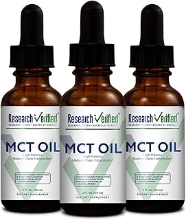Research Verified 100% MCT Oil - 2 Fl. Oz. - 3 Bottles - Vegan Friendly