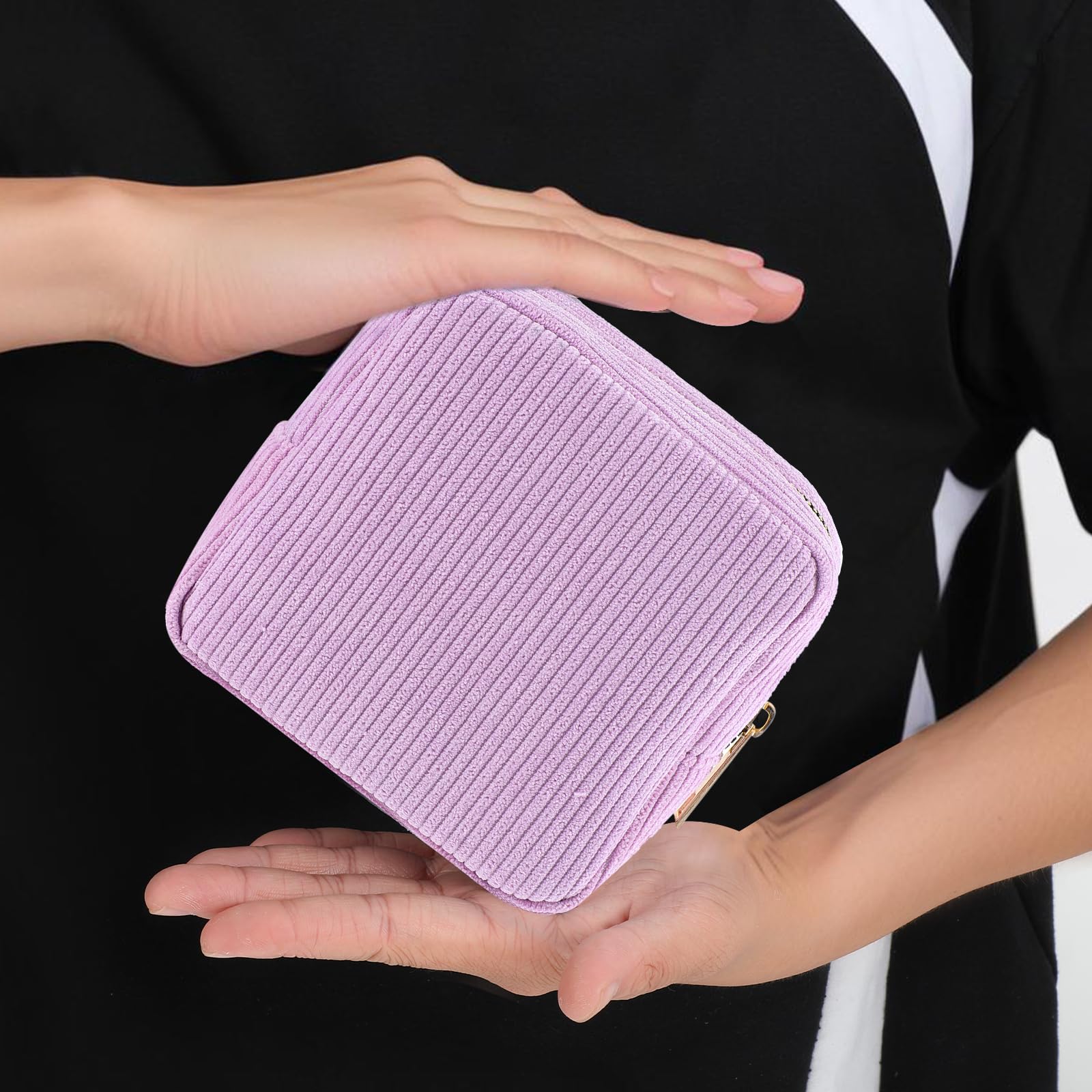 JIEYAO Sztruksowa torba do przechowywania podpasek higienicznych, przenośna torba menstruacyjna dla nastolatek, urocza saszetka menstruacyjna, miękka saszetka na kubeczek menstruacyjny, torba na