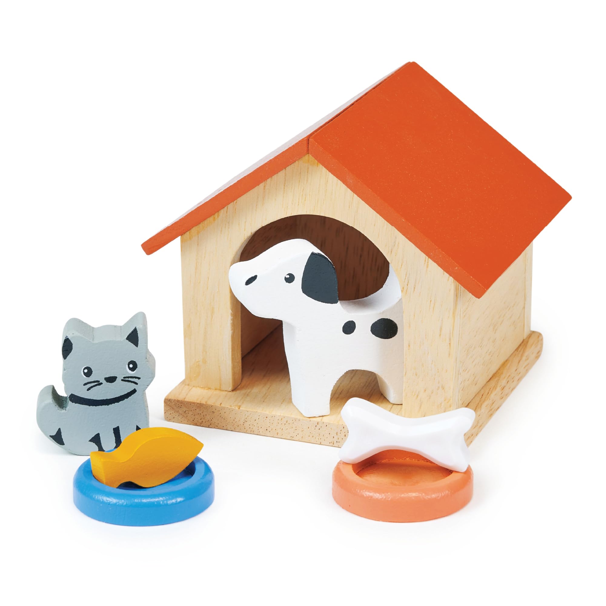 QYマステ8月新作☆Dollhouse 8cm×5M　PET☆1590 Amazon.com: Mentari Toys - Dog & Cat Pet Set - 7pc Wooden