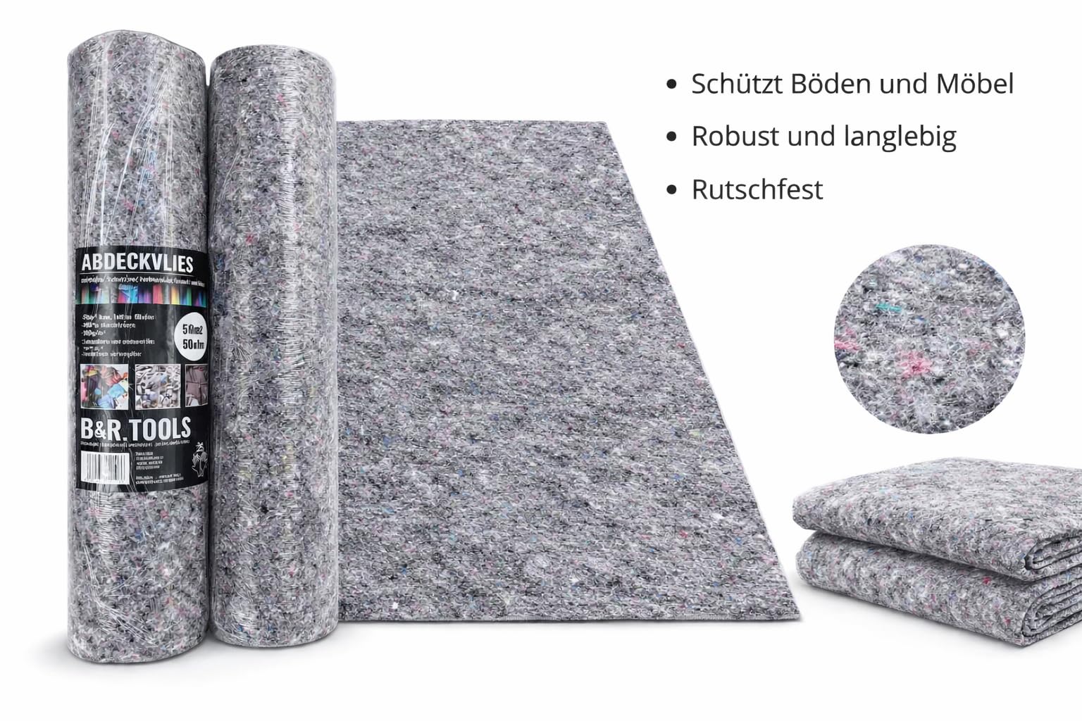 Arttribute Malervlies 180 g/m² mit PE Folie 1 m x 50 m (50 qm) Abdeckvlies rutschhemmend & saugstark Bodenschutzvlies Schutzvlies Renovierungsvlies für Malerarbeiten Profi & Heimwerker (1)