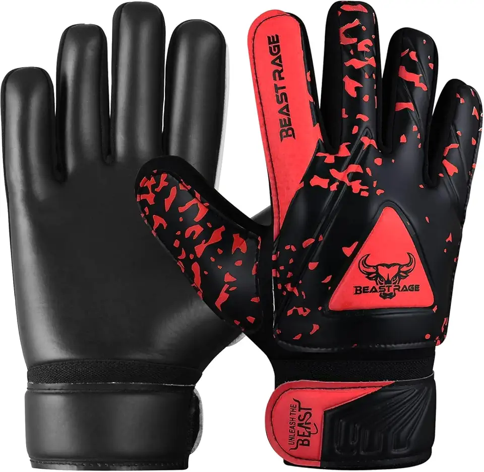 BEAST RAGE Goalkeeper Gloves for Kids Support Grip Youth Football Glove Kid Junior Soccer Glove for Kid 6-15 Men Adult Boys Football Gloves product image