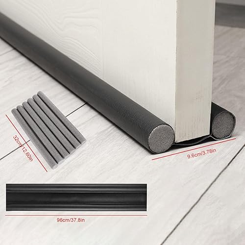 Miniatura 8 de Tope para debajo de la puerta  Bloqueador de huecos a prueba de viento  Barridos dobles debajo de la puerta para puertas interiores  Burlete