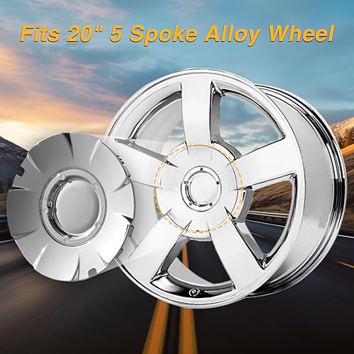 Miniatura 4 de FUSCH 4 tapacubos cromados para rueda (se adaptan a llantas de aleación de 5 radios de 20 pulgadas) compatibles con Chevrolet Silverado 1500