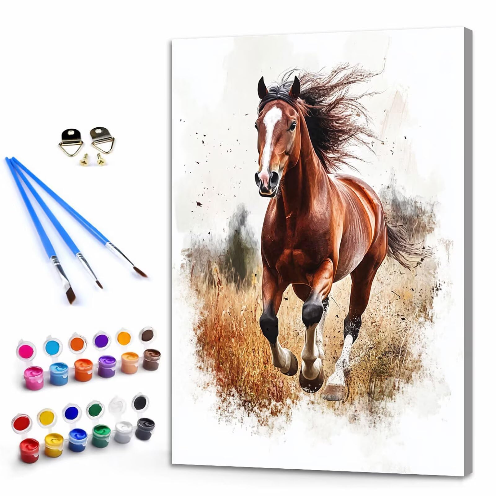 Dipingere con i Numeri Adulti Cavallo Dipingere con i Numeri Retrò Paint by Numbers Hobby Creativi Adulti Fai Da Te Tela di Pittura a Olio Kit, Decorazioni Donna Regalo 60x90cm Senza Cornice Y3-1157