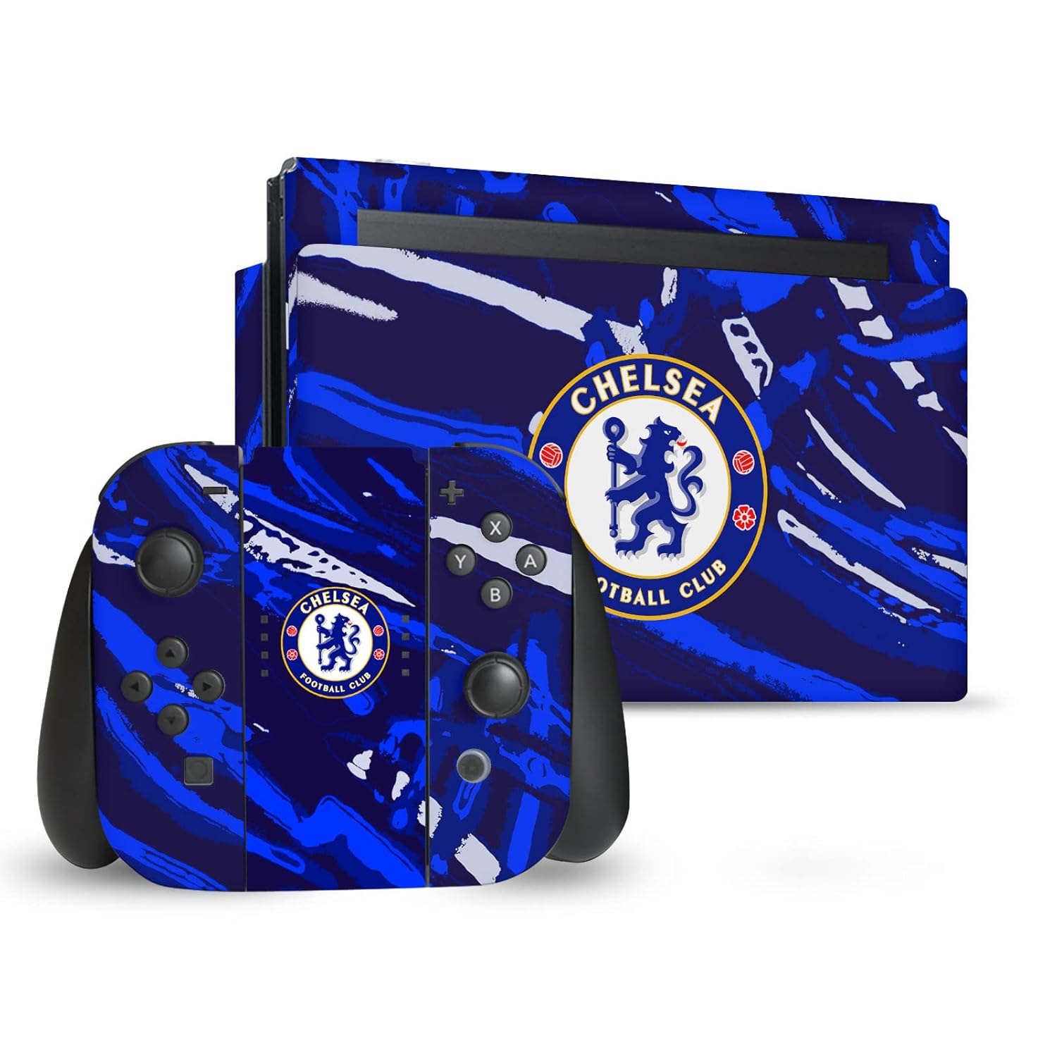 Head Case Designs Officially Licensed Chelsea Football Club Abstract Brush Art Vinyl Sticker Gaming Skin Decal Cover Compatible With Nintendo Switch Console & Dock & Joy-Con Controller Bundle