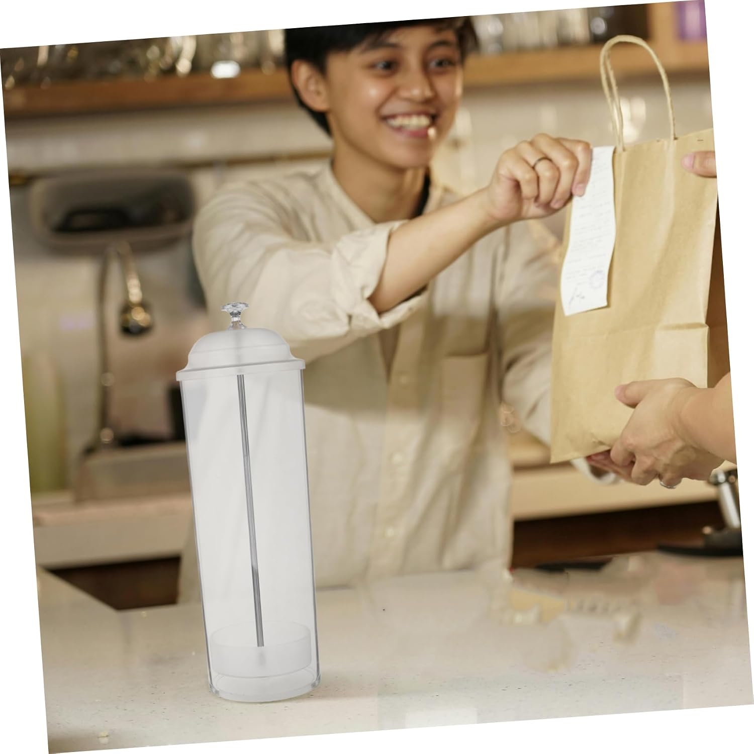 Straw Holder Counter Lid Portable Mini Straw Dispenser for Smoothie Tubes