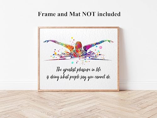 Miniatura 6 de Dignovel Studios Póster de impresión artística de acuarela de 11 x 14 pulgadas, sin marco, entrenamiento de natación, competición deportiva, cita