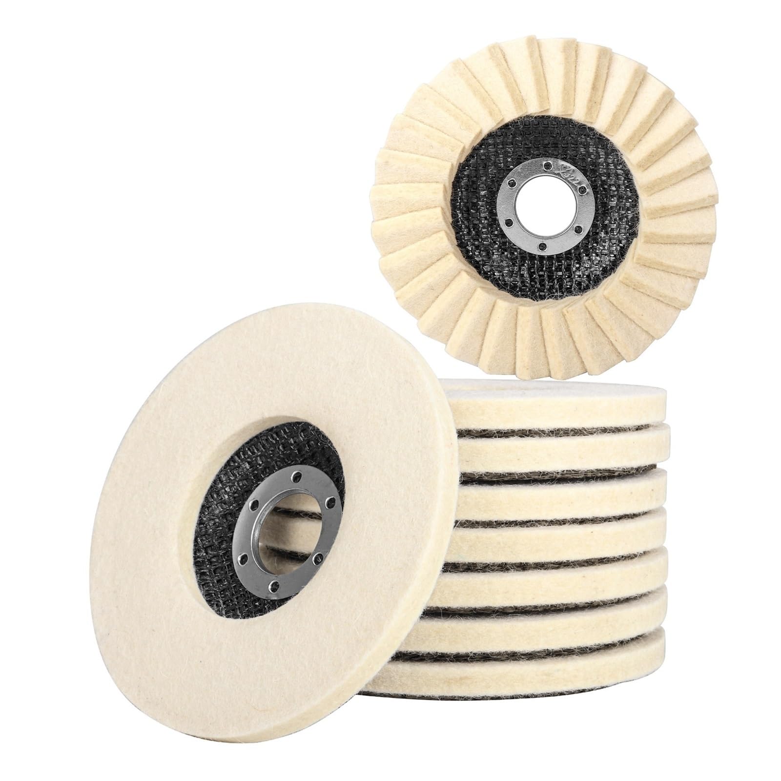 Disco de Pulido de Lana de 4/4,5" for Amoladora Angular, Disco de Pulido for Metal, Vidrio, mármol y cerámica, 2-10 Unidades(4.5 inche B,10pcs)