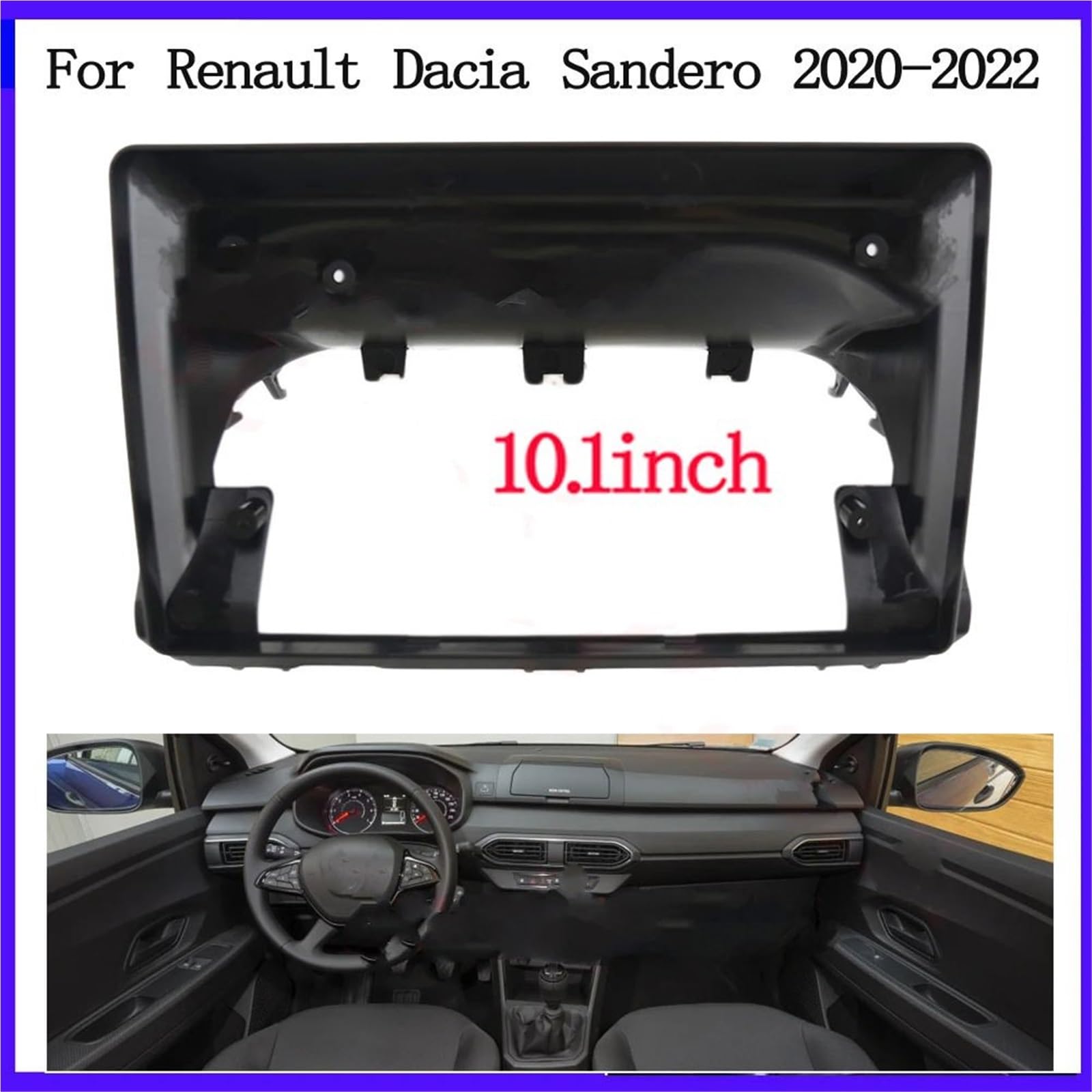 Rama radia samochodowego Panel montażowy 2DIN pasuje do Renault Sandero 2021 2022, radia samochodowego, deski rozdzielczej, zestawu montażowego DVD na desce rozdzielczej