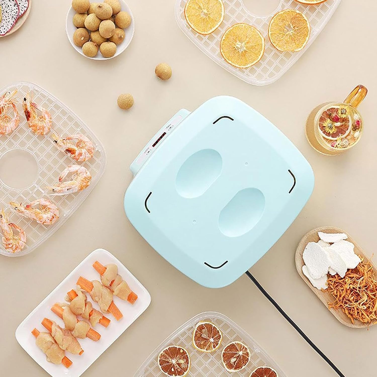 Secadora para El Hogar para Dulces Y Bocadillos, MáQuina Liofilizadora, MáQuina Liofilizadora para El Hogar, Liofilizador con Temporizador Ajustable De 6 Bandejas