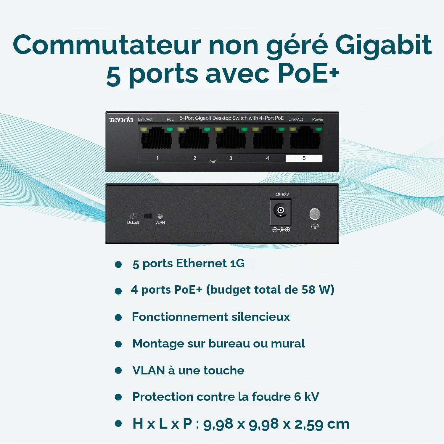 Tenda TEG1105P 5-Port Gigabit Routeur