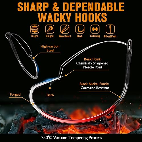 Miniatura 9 de Dovesun 30 ganchos sin malas hierbas, ganchos de pesca con gusanos para pesca de lubina, tamaño 1 # 10 20, ganchos locos para Noke Rig sin platina