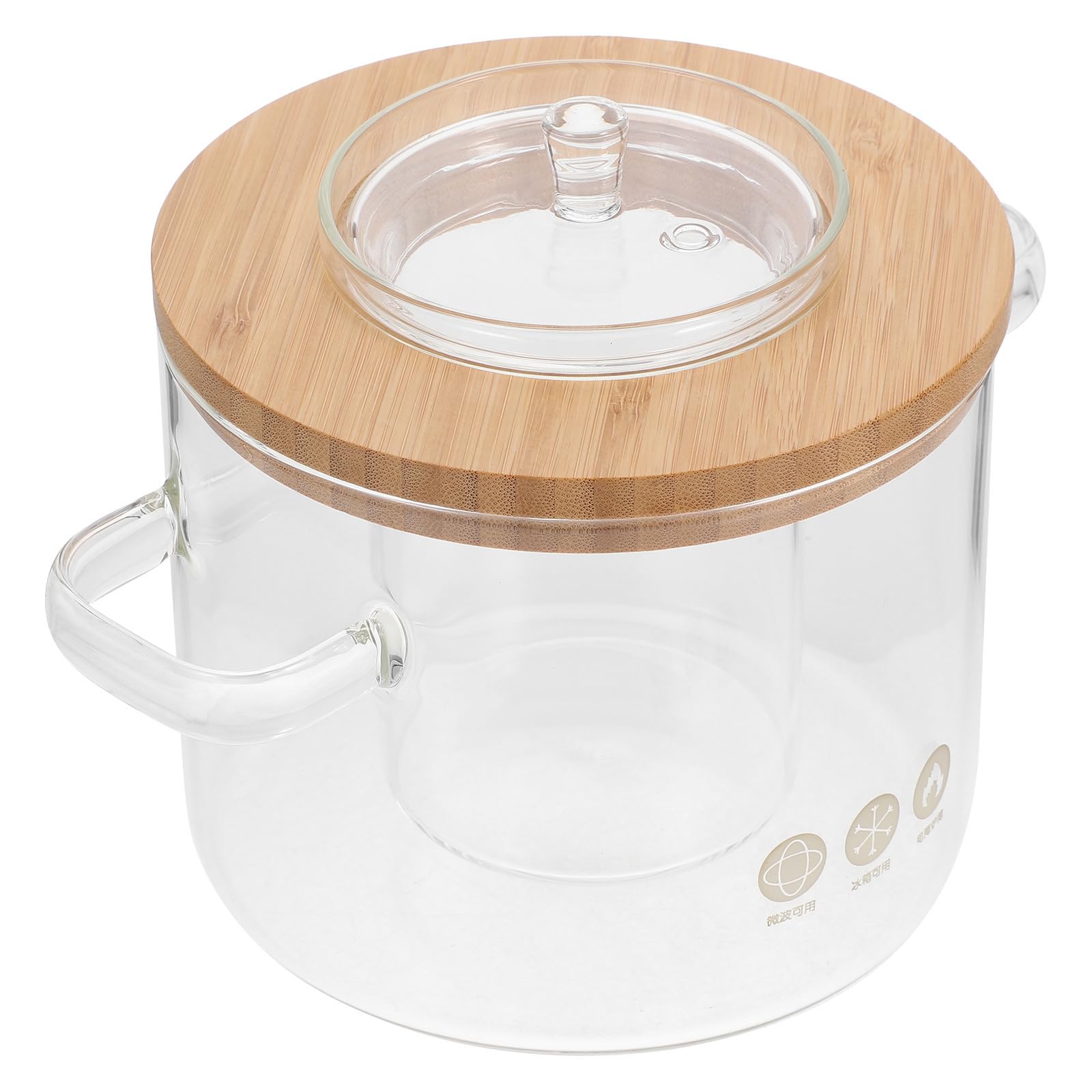 Marmite à Ragoût en Verre avec Couvercle, Double Poignée, pour Cuisson | Verre, Usage avec Légumes et Cubilose, Conserve la Chaleur, Ustensile Cuisine Transparent
