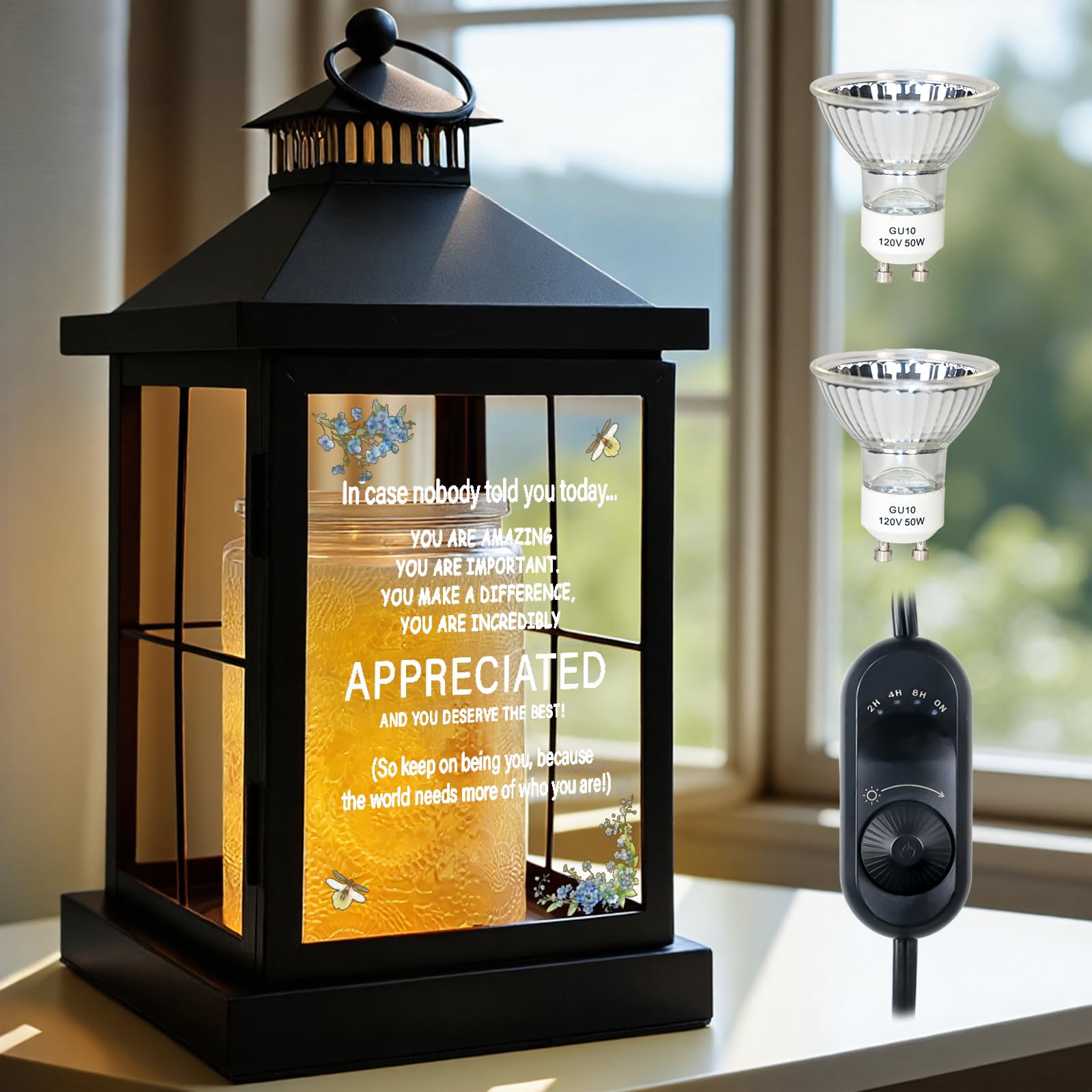 YKOEAROMA Lantern Warmer with quote glass