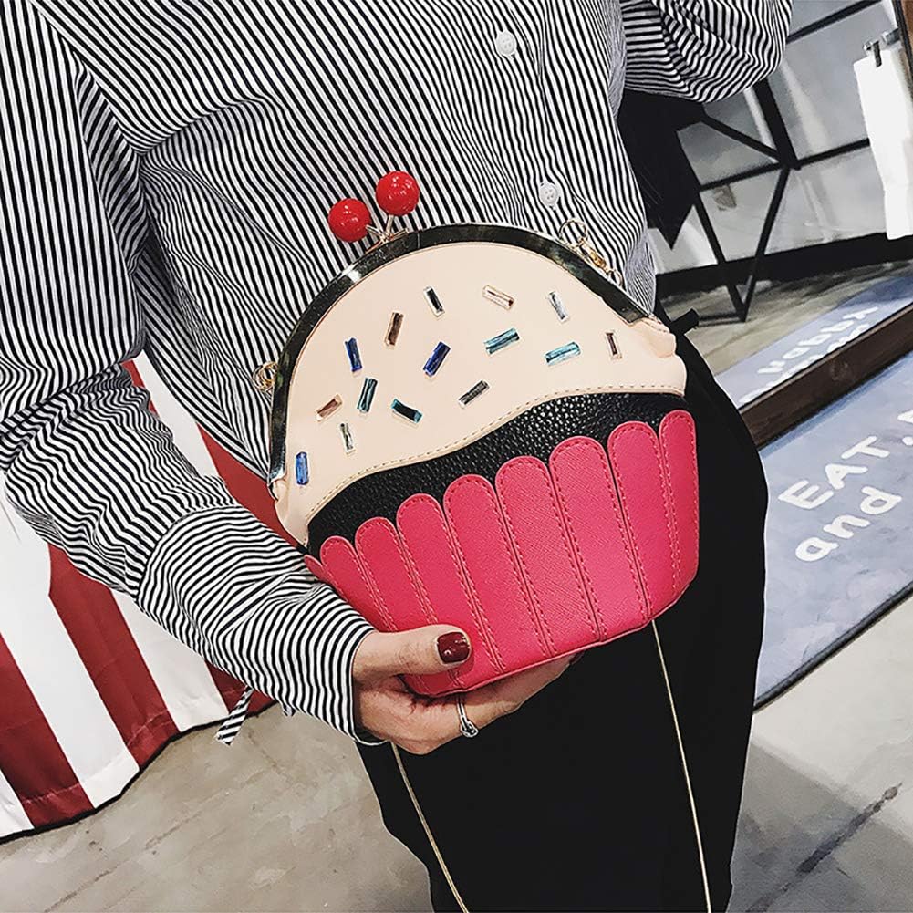 QZUnique Food Shape Cross Body Bag PU Cartoon Purse Ice Cream Sholuder Bag Handbag with Removable Chain - Image 3