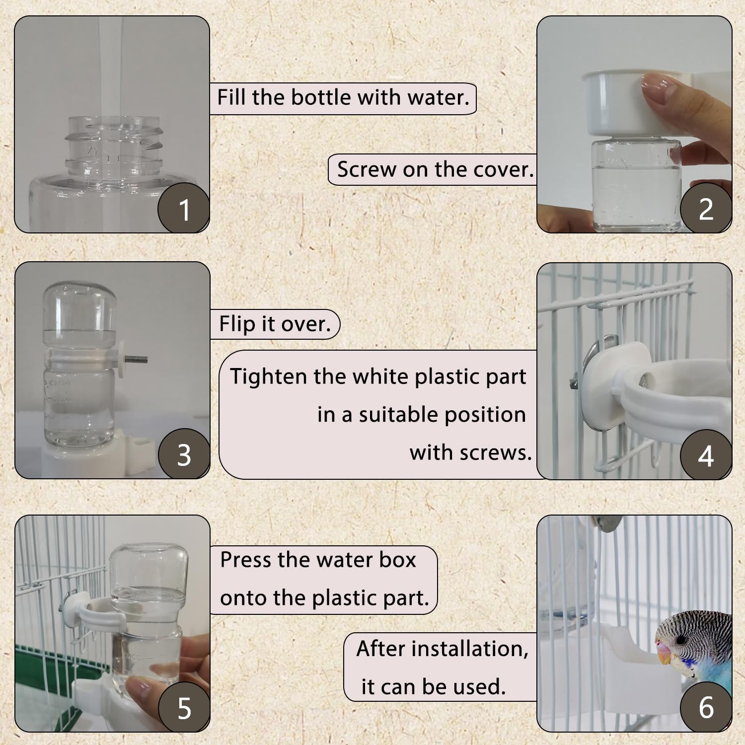 IBWell Juego de 3 comederos y bebederos automáticos para jaula de pájaros, dispensador de agua para loros, semillas de pájaros y loros, percha para loros para jaulas