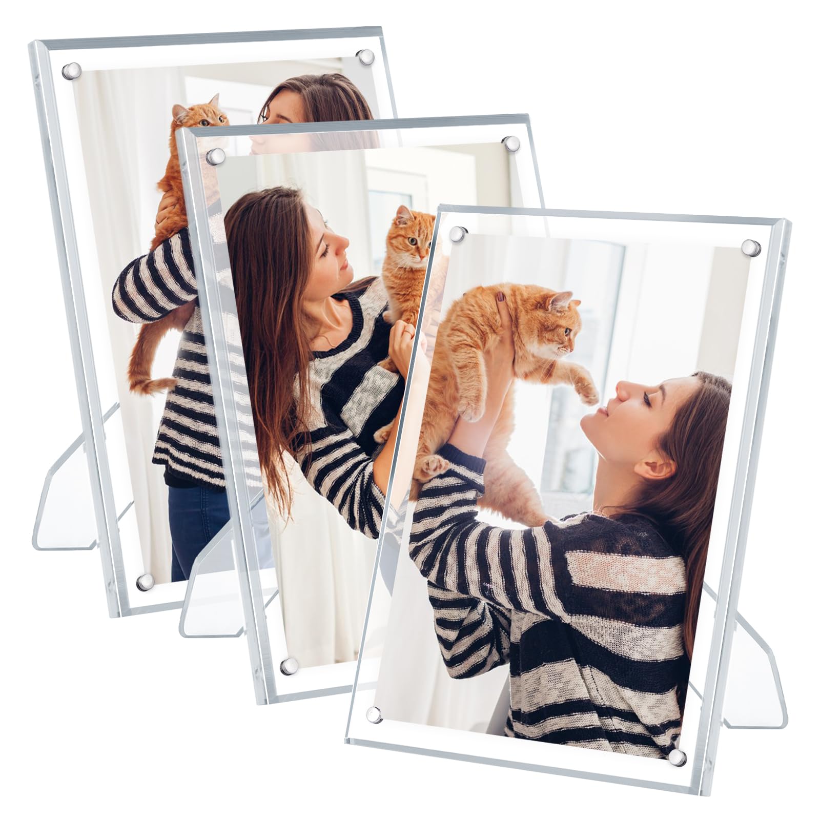 Cadre photo magnetique acrylique transparent 13x18 cm Egofine lot de 3 cadre photo sur pied