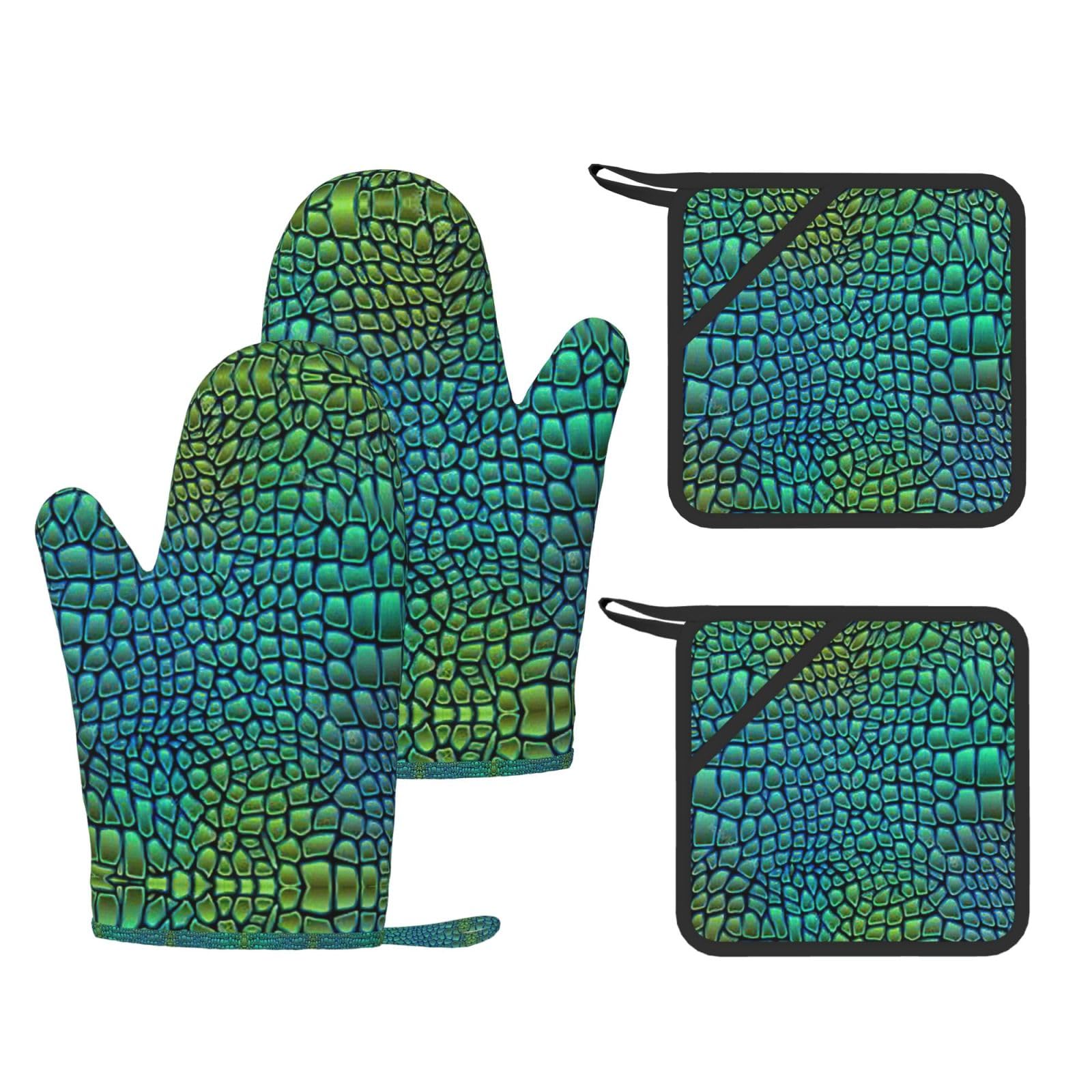 Maniques de cuisine antidérapants alligator avec poche pour plat chaud et four