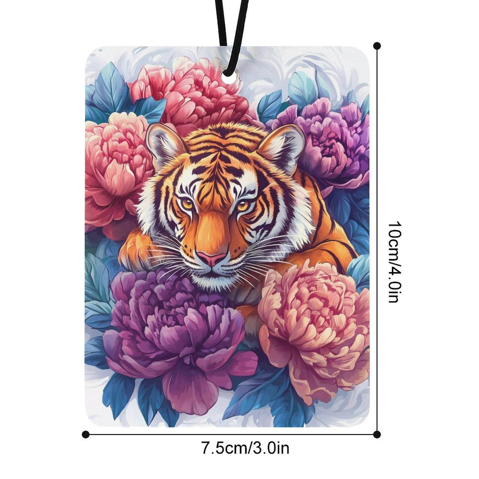 Tiger Peony Flowers Car Air Freshener Hanging Aromatherapy Tablets for Car Accessories Square