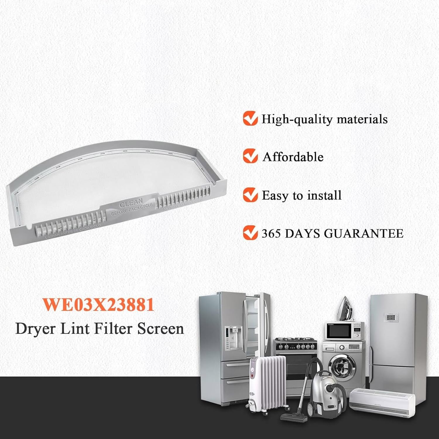 Spare Dryer Lint Filter Replacement for GE GTD33EASK0WW GTD42EASJ2WW GTD65GBSJ3WS Dryer Machine