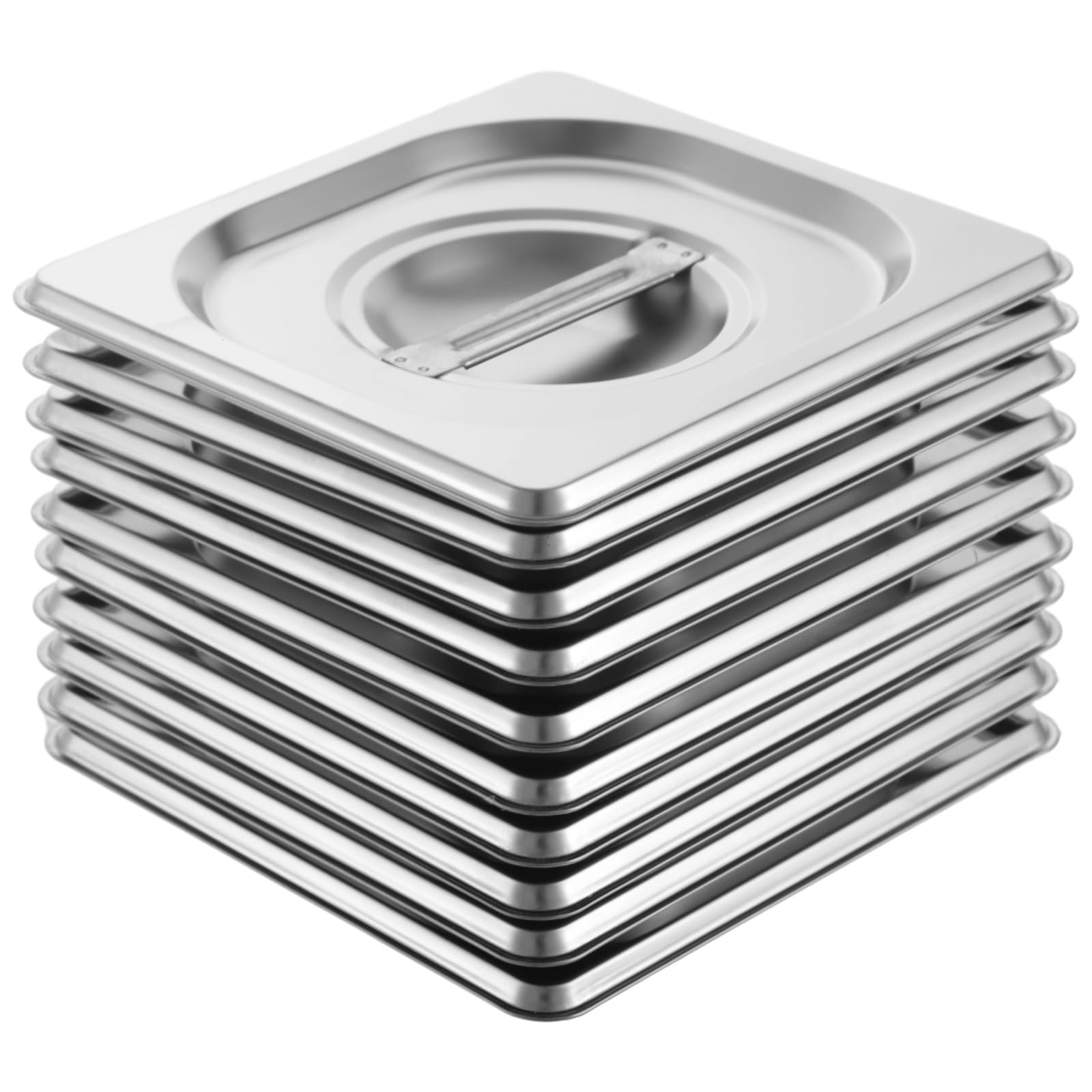 10 szt. 1/6 pokrywek ze stali nierdzewnej, ochrona przed kurzem do pojemników GN i patelni do serwowania, uniwersalna pokrywka z uchwytem do restauracji, hoteli, cateringu i imprez, do codziennego