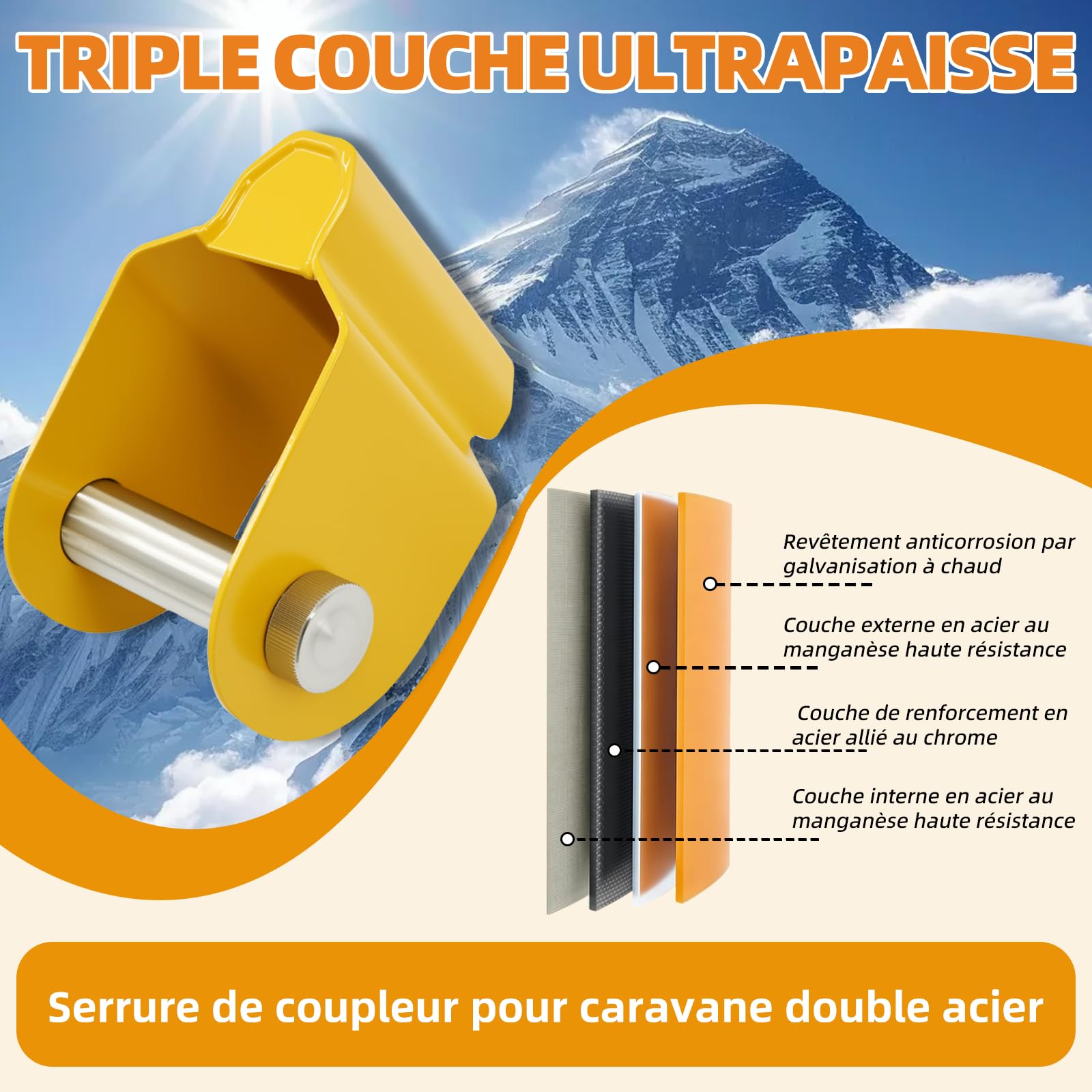 Verrous d'attelage de remorque pour modèles AL-KO AK130, AK160 et AKS1300/2004/3004 avec antivol et attelage stabilisateur, adaptés à la sécurité des caravanes, camping-cars et camping-cars.