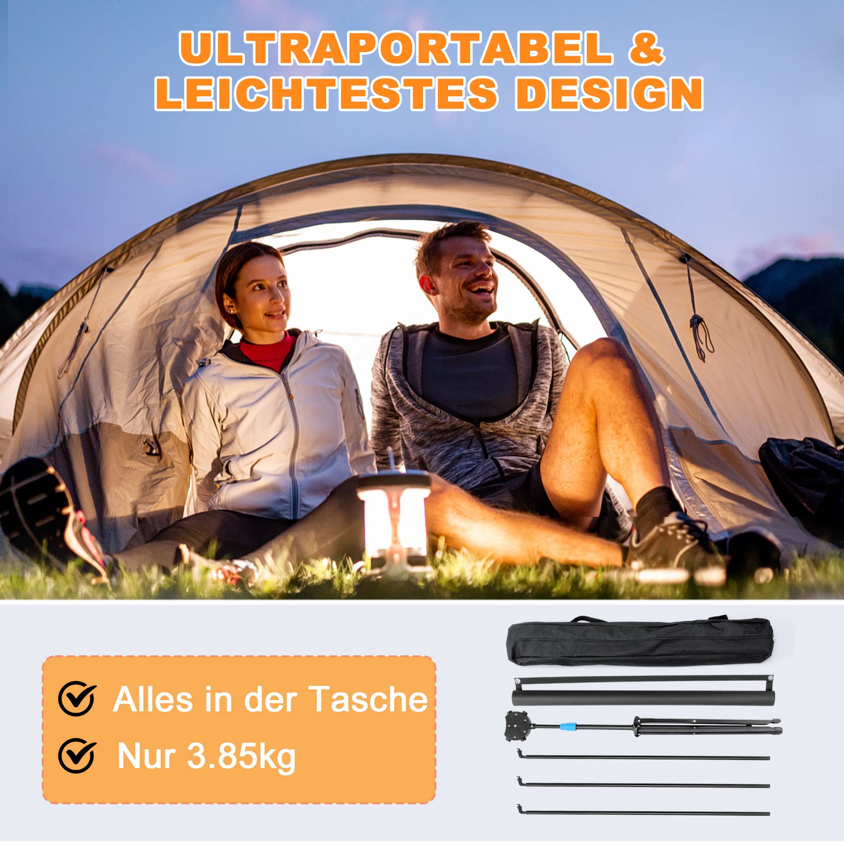 VISULAPEX 80" Leinwand Beamer, 4K HD 16:9 Beamer Leinwand Tragbar Projector Screen, Leicht und Kompakt, Ideal für Heimkino, Camping und Freizeitveranstaltungen