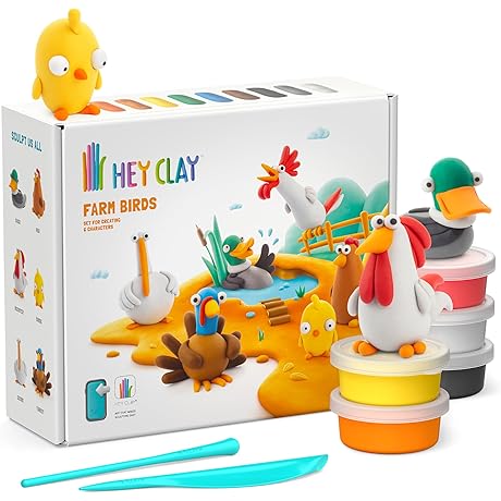 Hey Clay, Poop Oops! Animal Farm Birds Air Dry Clay Kit