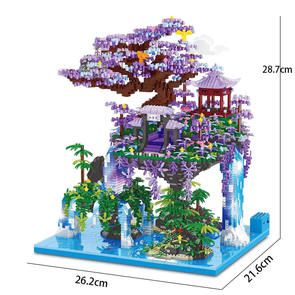 Modular Haus Bausteine, 4574 Klemmbausteine Guanghan Fairy Pavilion Bausteine Bausatz, Klassischer chinesischer Mini-Garten Bauklötze Set, MOC Konstruktionsspielzeug Nicht Kompatibel mit Großen Marken